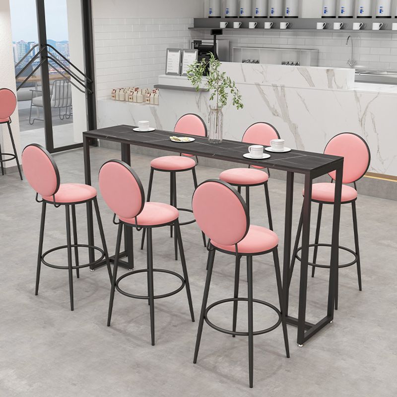 Black and Metal Base Table Industrial Rectangle Sintered Stone Bar Table