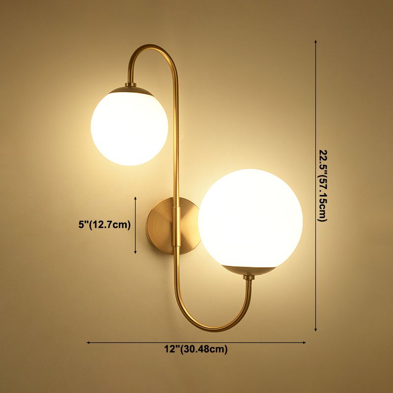 Illuminazione con applique a parete a sfera, vetro contemporaneo a 2 teste montate a parete lampada