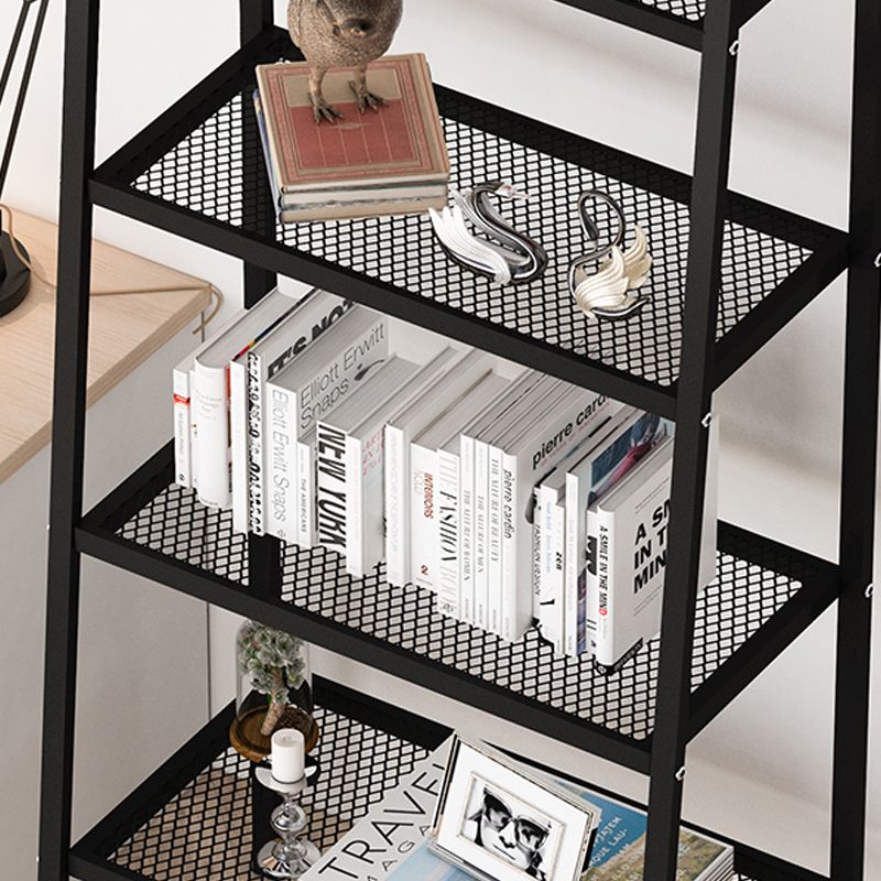 Scandinavian Open Back Bookshelf Ladder Metal Bookcase with Shelves