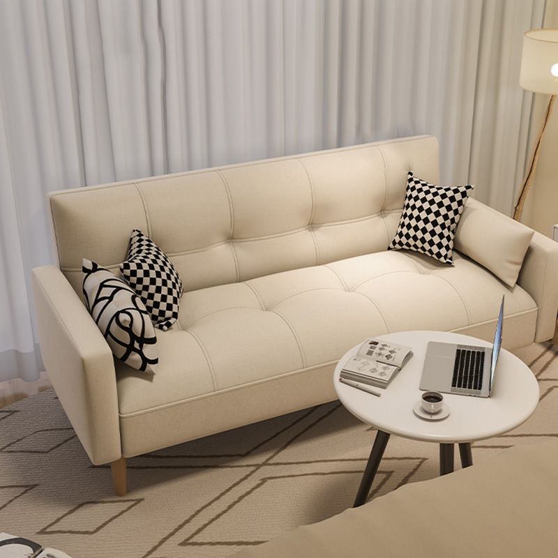 Tufted Split-Back Seating Leather Square Arm Sofa with Pillows
