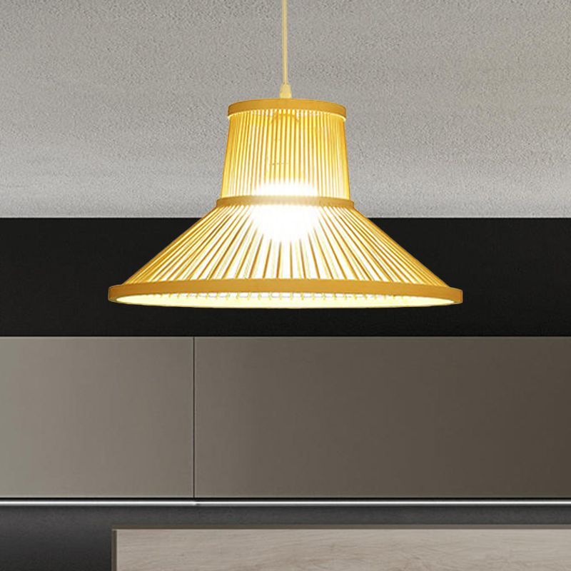 Handgewebtes Bambus -Pendellicht mit Schatten Landschaft 1 Licht Beige Suspension Licht für Restaurant, A/B