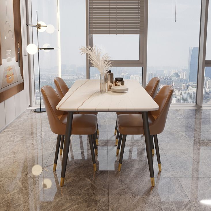 Modern Stone Rectangle Dining Table 1/2/5/7 Pieces Dining Set for Living Room