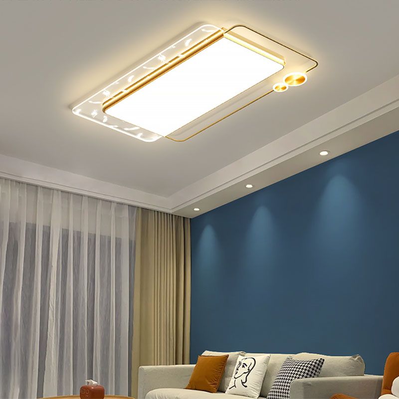 Rectangular Iron LED Flush Mount Modern Style 1 Light Ceiling Light Fixture for Living Room