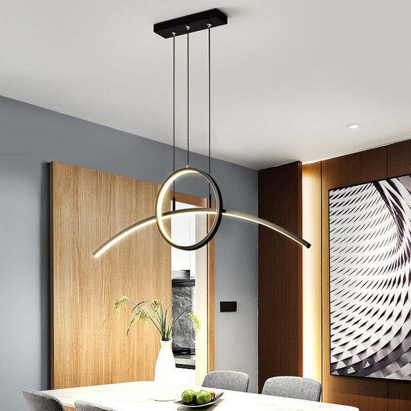 2 Lights Geometric Pendant Lighting Modern Metal Island Lighting