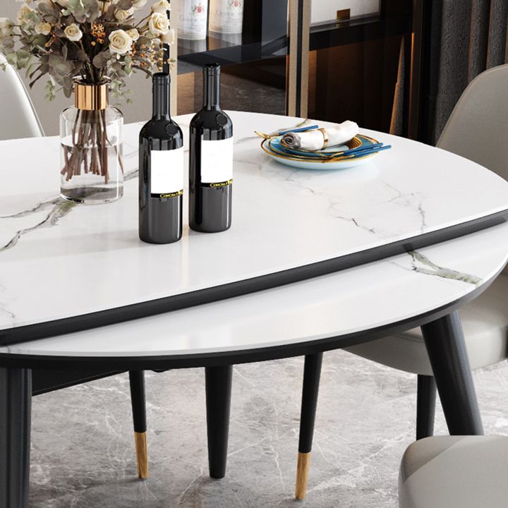 Gesinterde stenen bovenaan uitbreidbare ronde tafel voor restaurant moderne eettafel met 4 poten