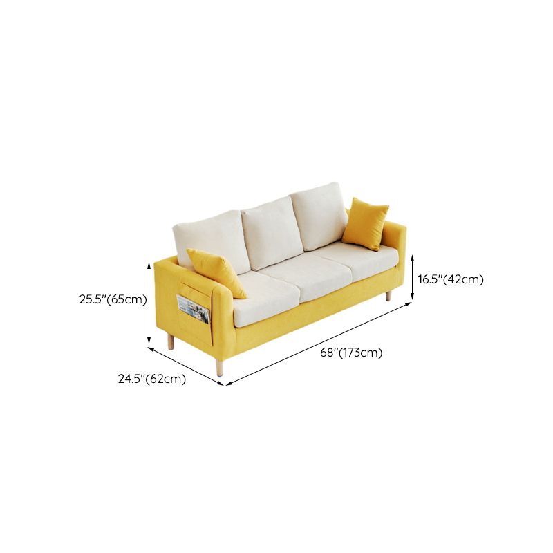 Slipcovered Fabric Sofa Scandinavian Square Arm Loose Back Sofa