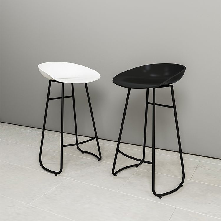 Contemporary Metal Stool Plastic Low Back Counter Stool with 4 Legs