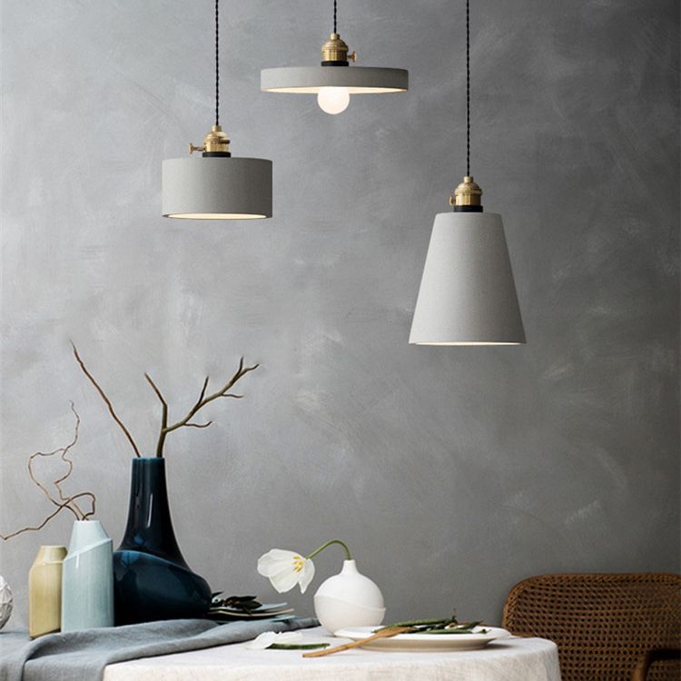 Brass Lamp Holder Cement Hanging Light 1-Light Nordic Simplicity Style Creative Lighting Pendant for Bedroom