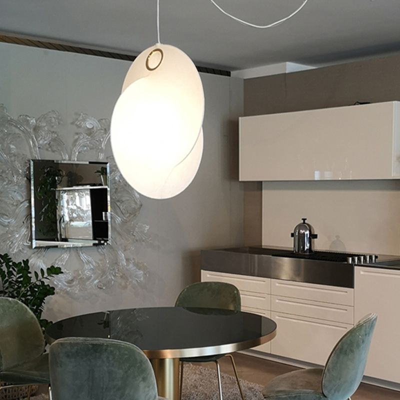 Wit moderne hanglamplichteranatuur 1-licht zijdehanglicht voor trappen