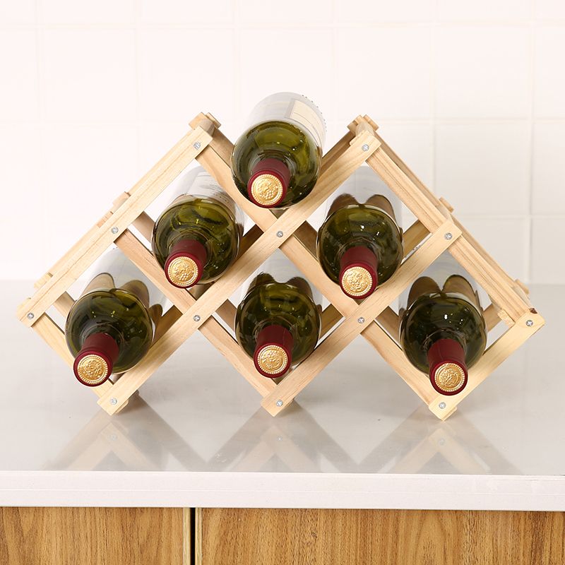 Countertop Bottle Holder Solid Wood Wine Bottle Rack for Living Room