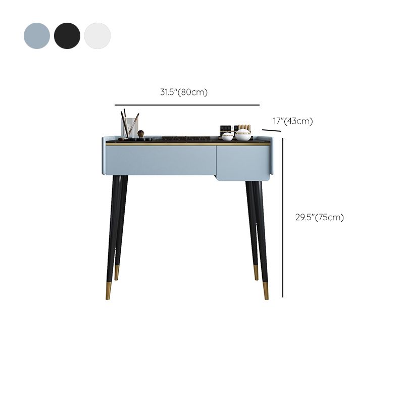Glam Wooden Frame Dressing Table Slate Top Vanity with Drawers