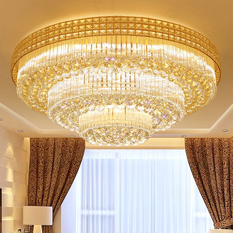 Luminaires encastrés en cristal modernes, montage encastré LED doré pour salon