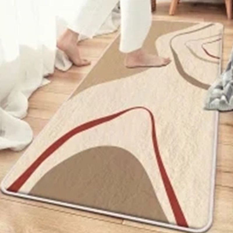 Beige Modern Rug Polyester Color Piece Rug Non-Slip Backing Rug for Living Room