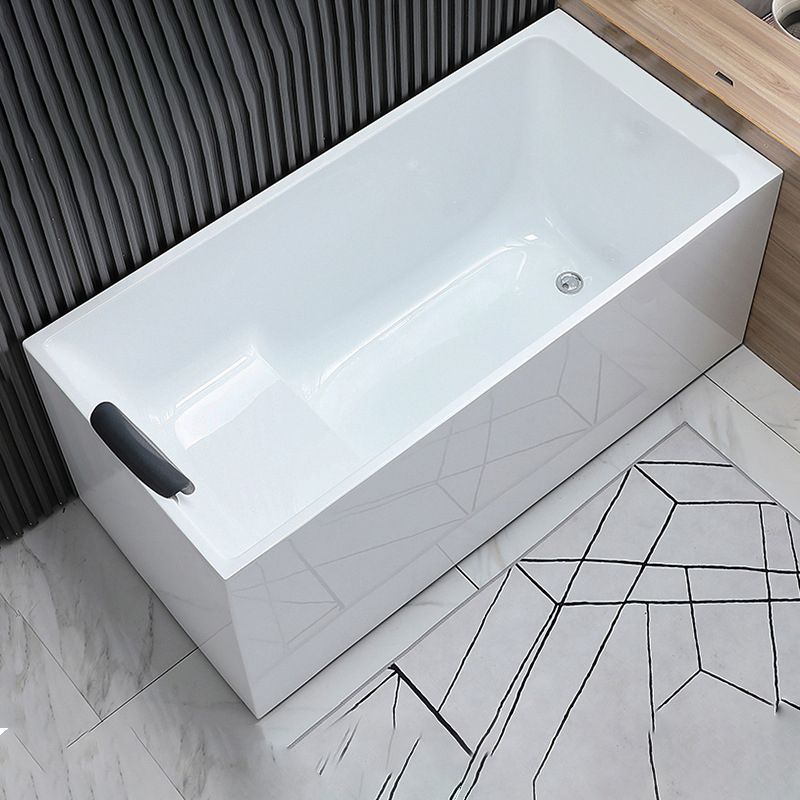 Acrylic Soaking Tub with Left Drain in White Rectangle Freestanding Bathtub