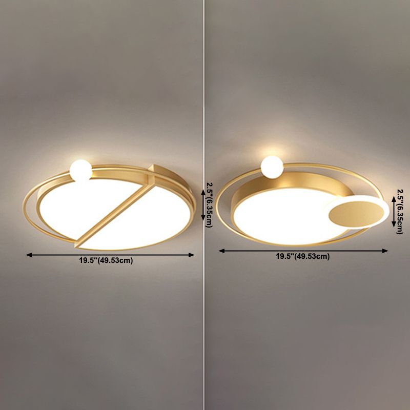 3-Lights Circles Flush Ceiling Light Fixture Modern Style Metal Led Flush Mount in Glod