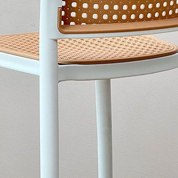 Scandinavian Armless Bar Stool Plastic Low Back Stool in White and Black