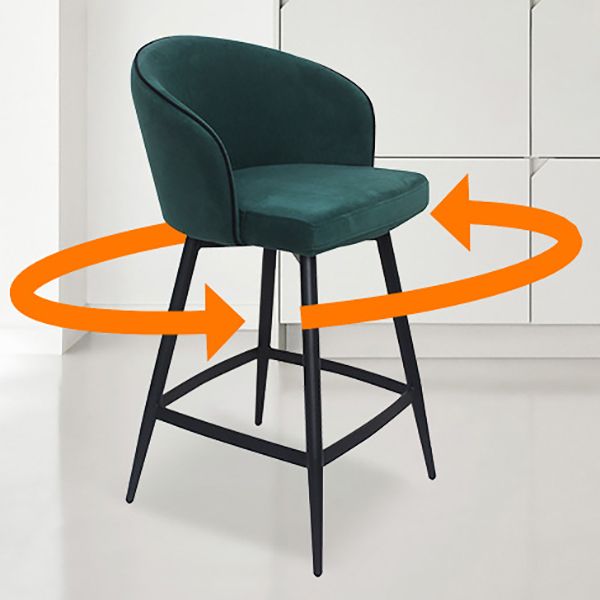 Contemporary Velvet Counter Stools Metal Bar Stool for Home Use