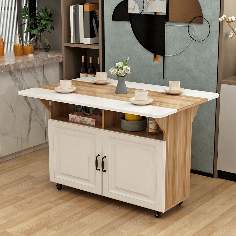 Mesa rectangular de madera maciza Mesa rectangular de madera con hoja de caída