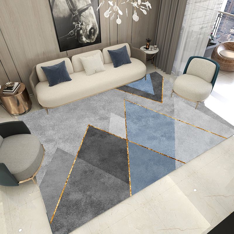 Grijze woonkamer tapijt geometrisch patroon polyester gebied vloerkleed niet-slip achterste tapijt