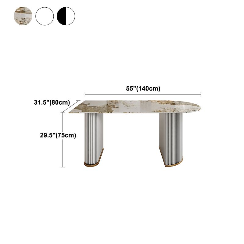 Mesa de cena de doble pedestal mesa de comedor de lujo tradicional para el hogar