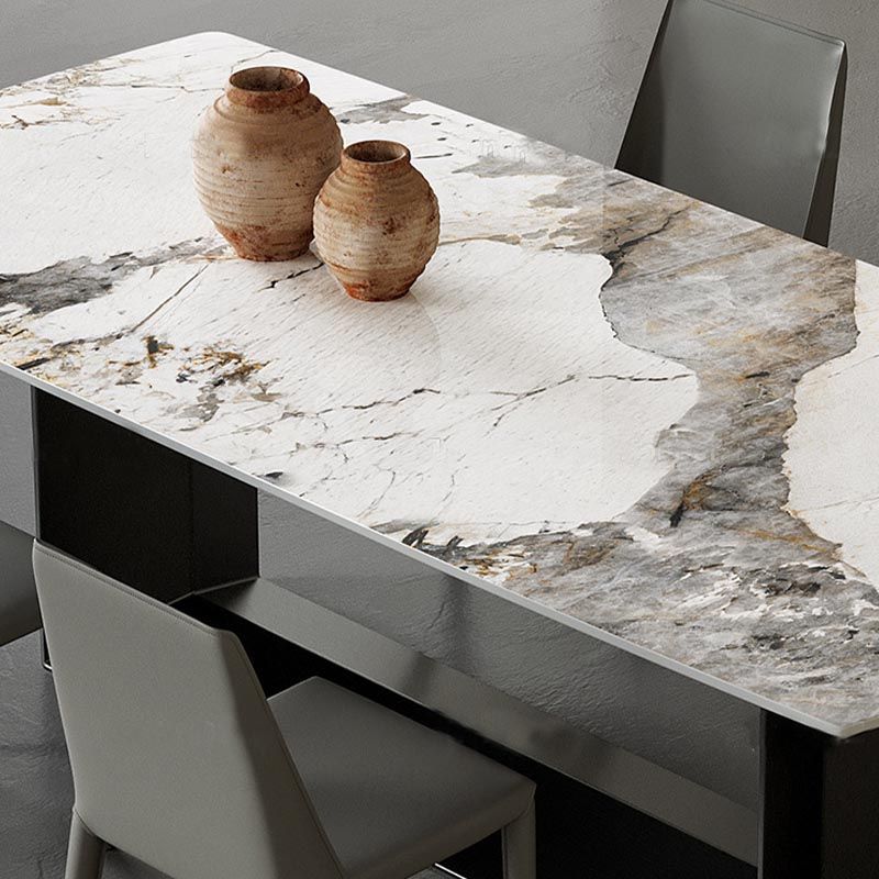 Traditional Luxury Dining Table Black and White Marble Rectangle Dining Table for Home