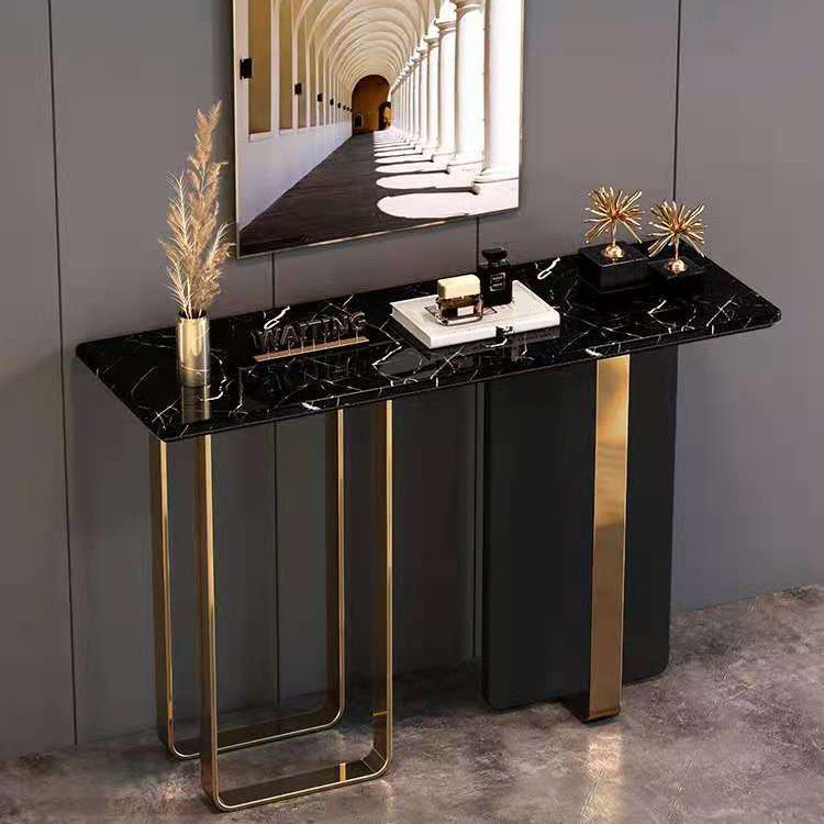 Rectangle Contemporary Console Accent Table Antique Finish Console Sofa Table in Marble