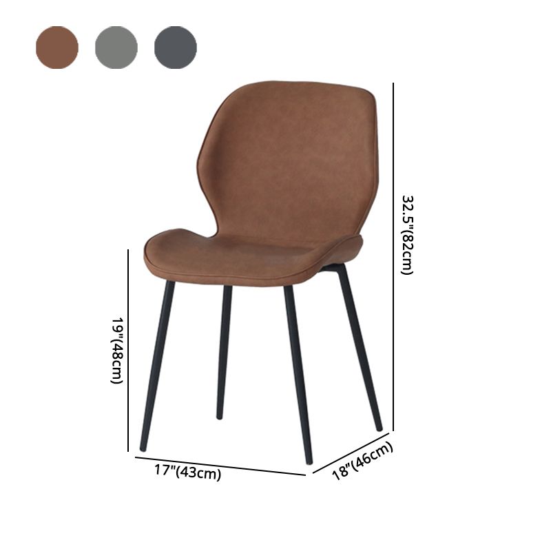 Silla de comedor de cocina de estilo moderno, sillas laterales sin brazos con respaldo de alas, de metal