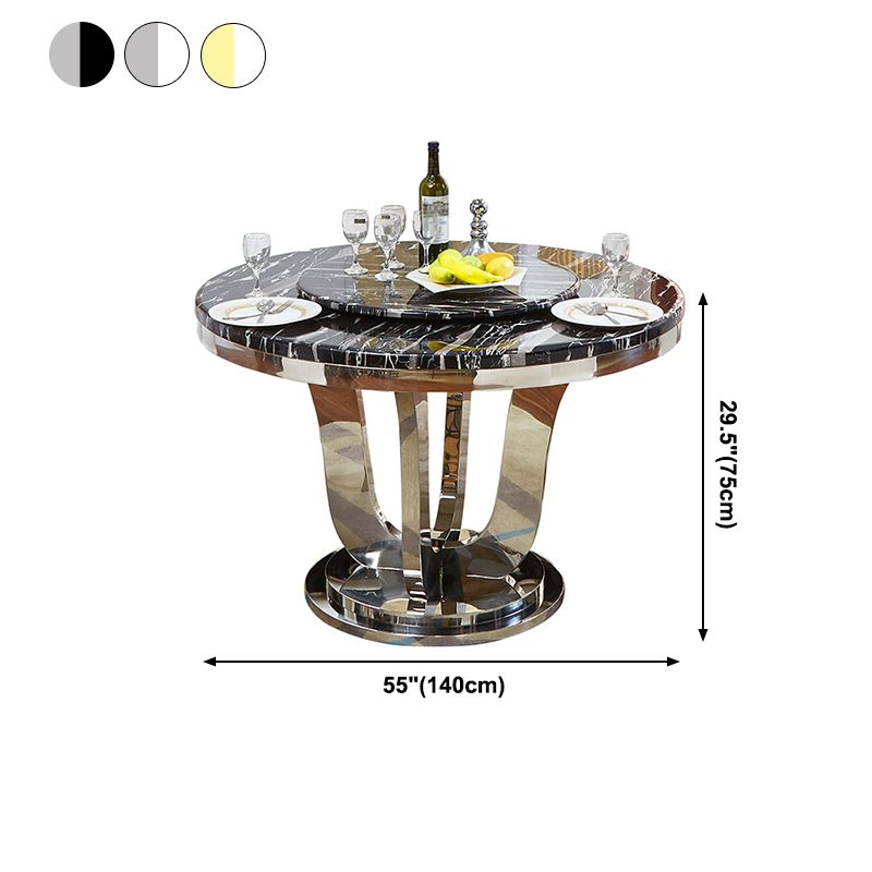 Marble Dining Table Luxury Style Single Pedestal Base Round Table for Dining Room