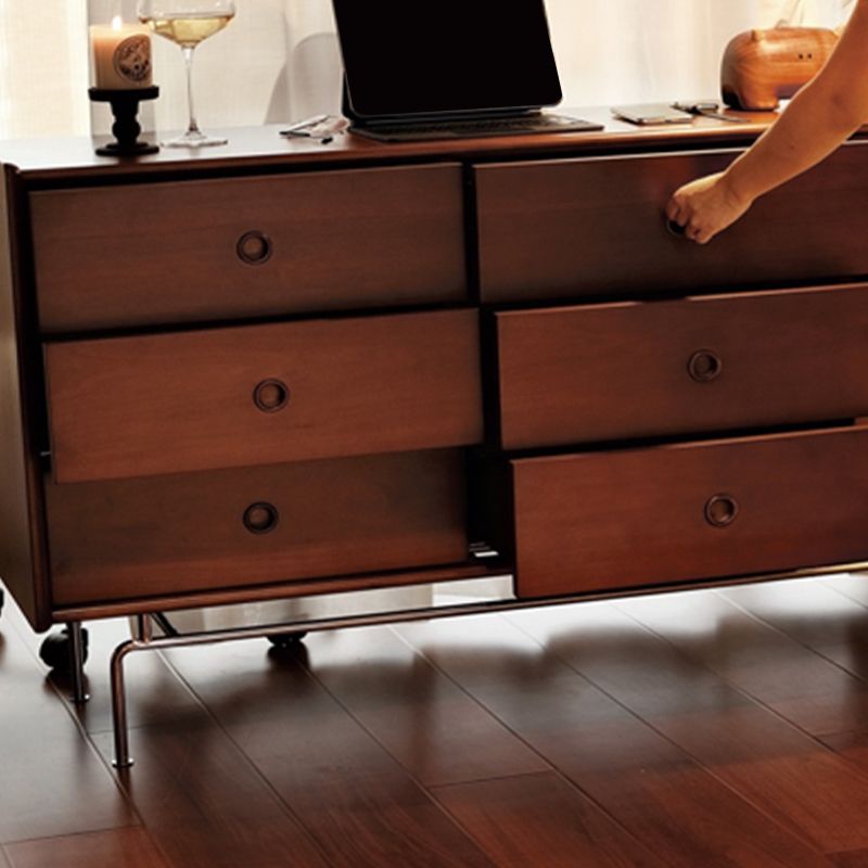 Contemporary Horizontal Double Dresser Wood Storage Dresser for Living Room