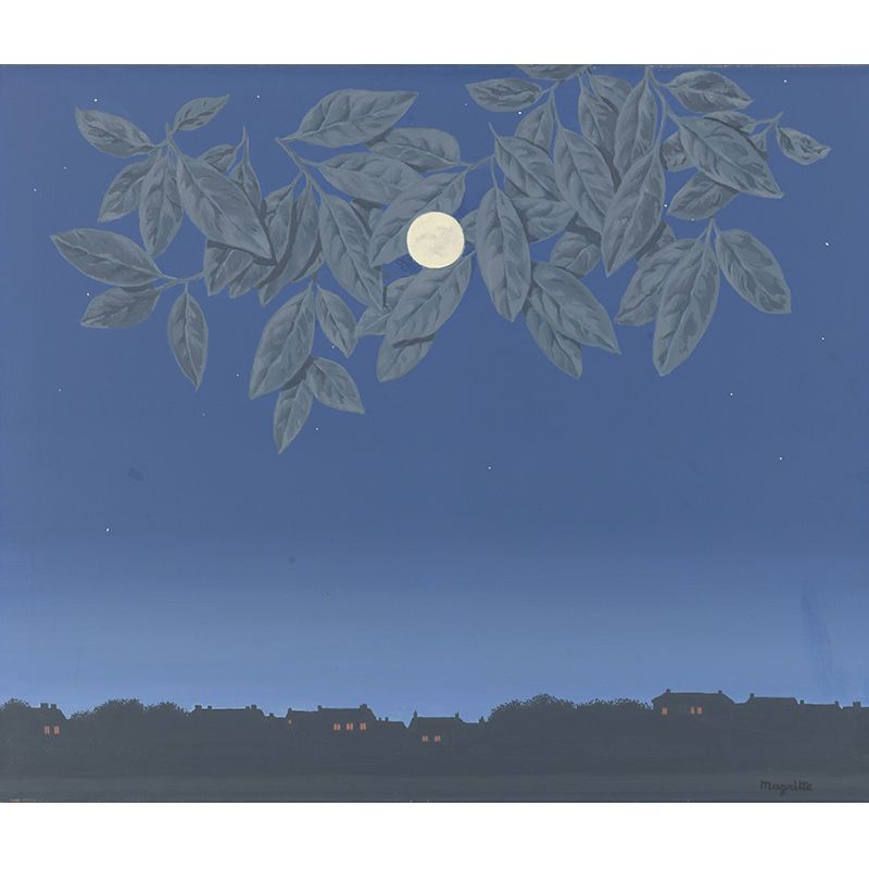 Surrealist Evening Painting Wall Murals Blue Moisture Resistant Wall Covering for Home