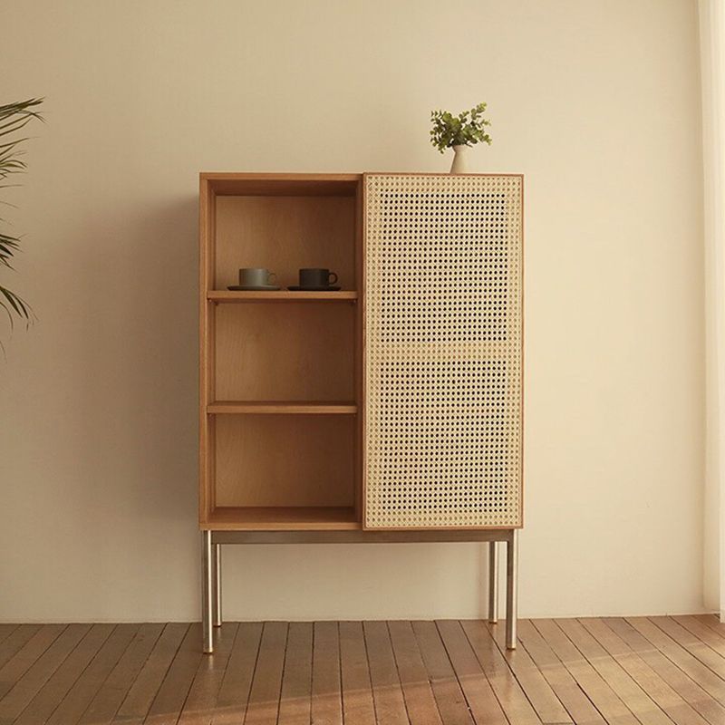 35.43" Long Accent Cabinet Solid Wood Cabinet in Natural with Shelves