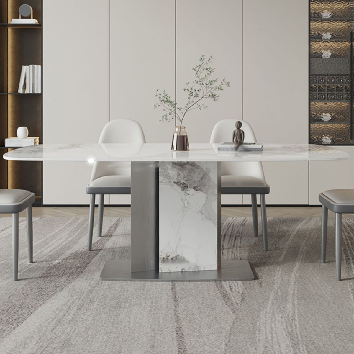 Designer Style Sintered Stone Top Dining Set E 1/2/3/5/7 Pieces Dining Table with Chairs
