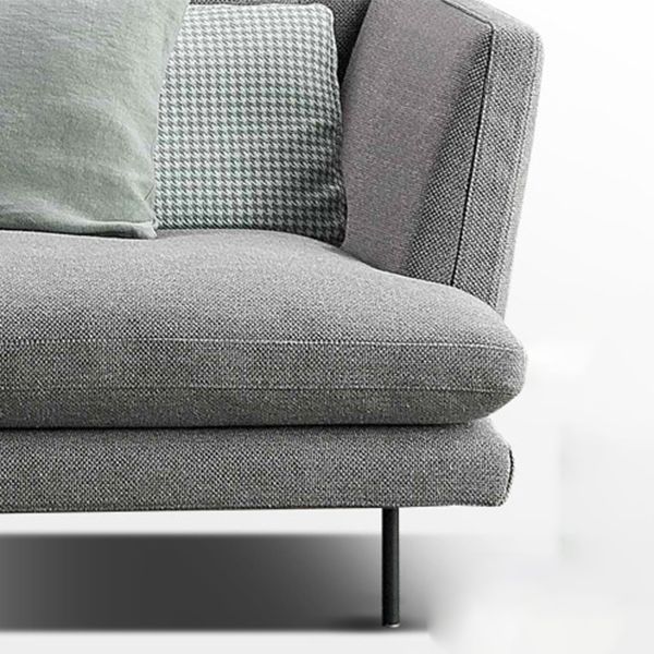 Contemporary Upholstered Cotton Blend Flared Arm Chaise Lounge in Gray