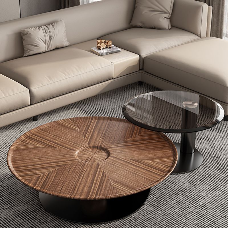Contemporary Coffee Table Solid Wood Round Pedestal Coffee Cocktail Table