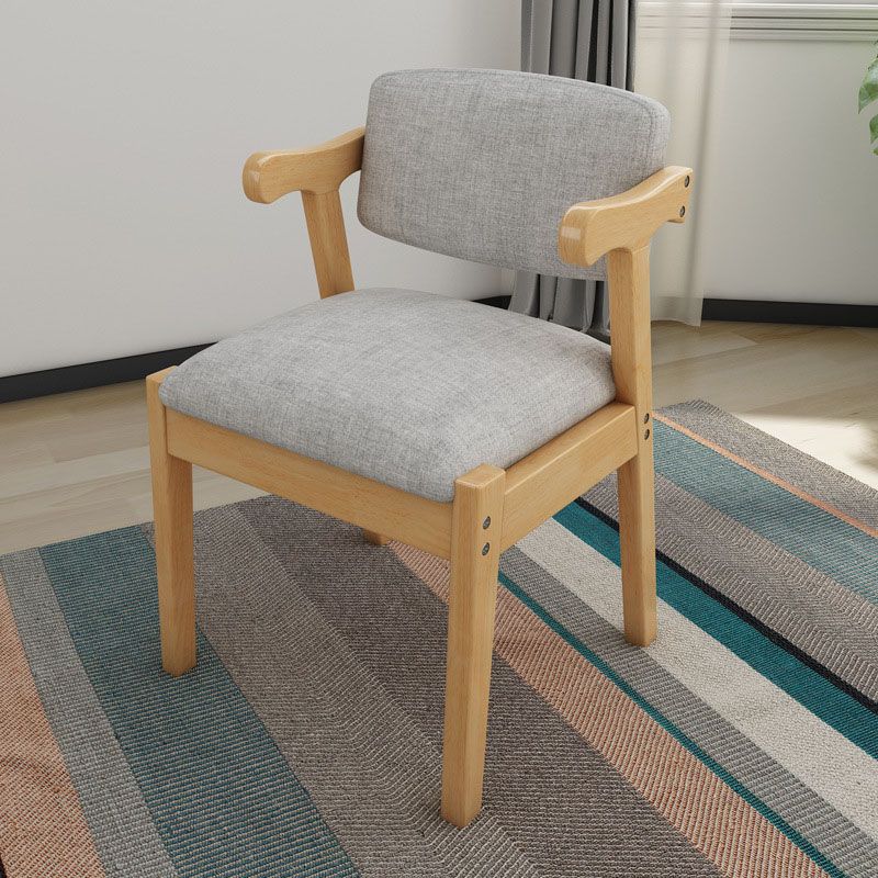 Contemporary Dining Chair Arm Chair with Wooden Legs for Kitchen