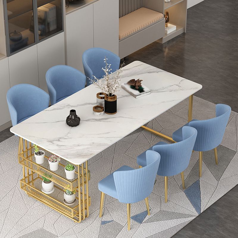 Metal Modern Rectangle Indoor Table Sintered Stone Table for Kitchen and Dining Room