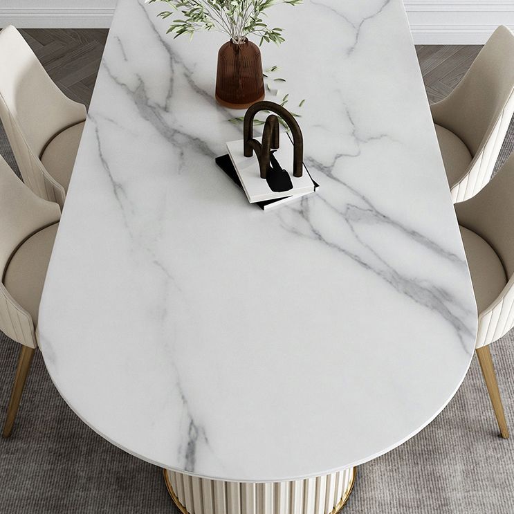 Glam Style Oval Sintered Stone Dining Set 1/4/5/7 Pieces Dining Set for Dining Areas