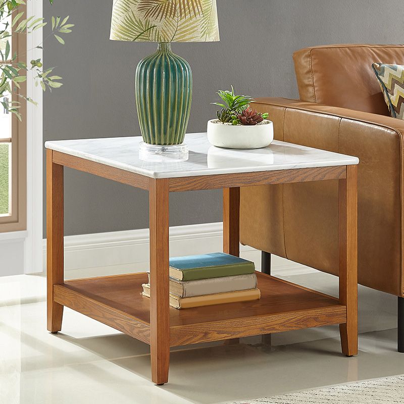 23.6"Tall Modern Wood Side Table Square End Table for Living Room