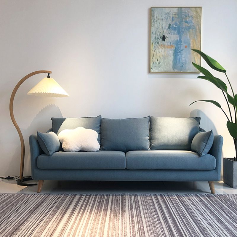 34.25" H Modern 3-seater Cotton Blend Flared Arm Sofa with Pillows