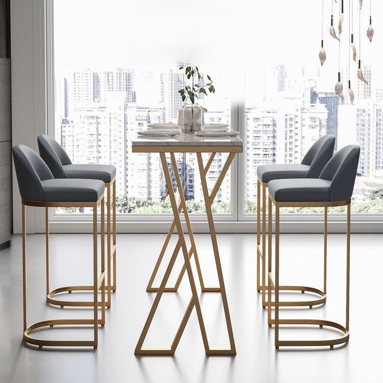 Glam Bucket Dining Stools Low Back Bar Stools with Gold Metal Base