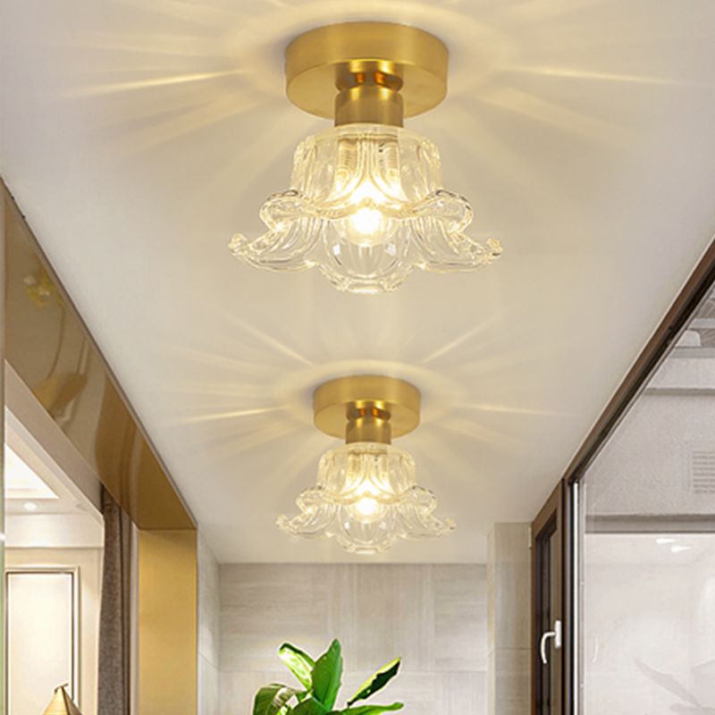 Multi-fosses contemporaines Verre de luminaire luminaire 1 Light Flush Mount Lights in Gold