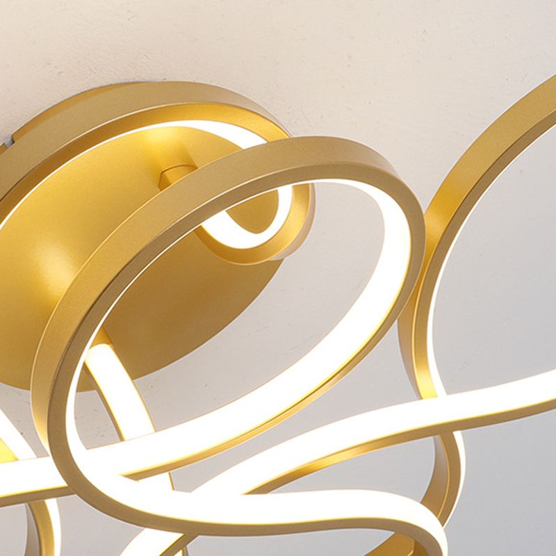 Acryl gedraaid semi-inbouwarmatuur eigentijds zwart/goud/wit LED-plafondgemonteerd licht, wit licht