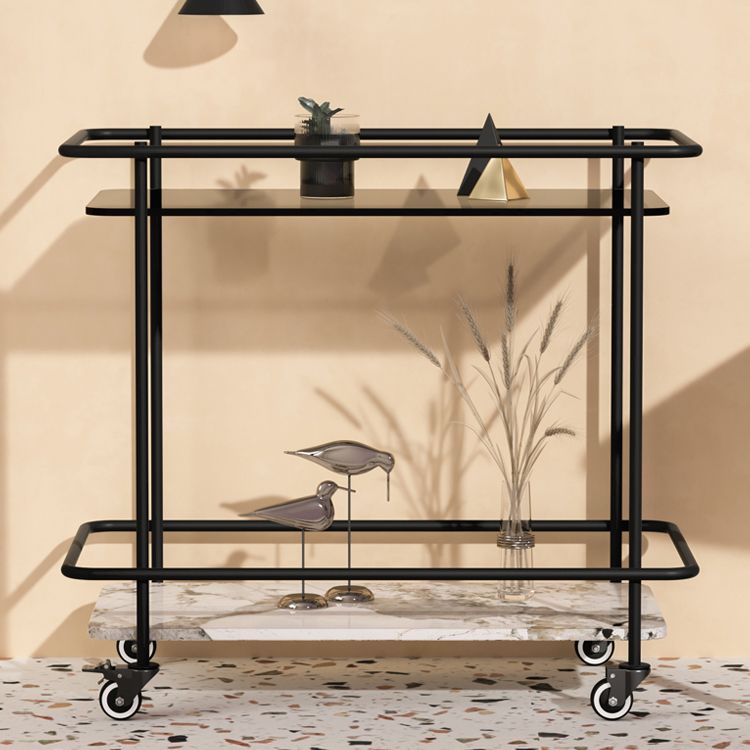 Rectangle Glass Top Side Table 23.22" Tall Metal Base End Table with Shelf