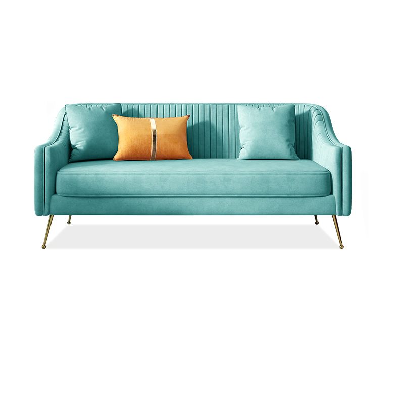 Glam Sewn Pillow Back Living Room Slipcovered Sloped Arm Seating
