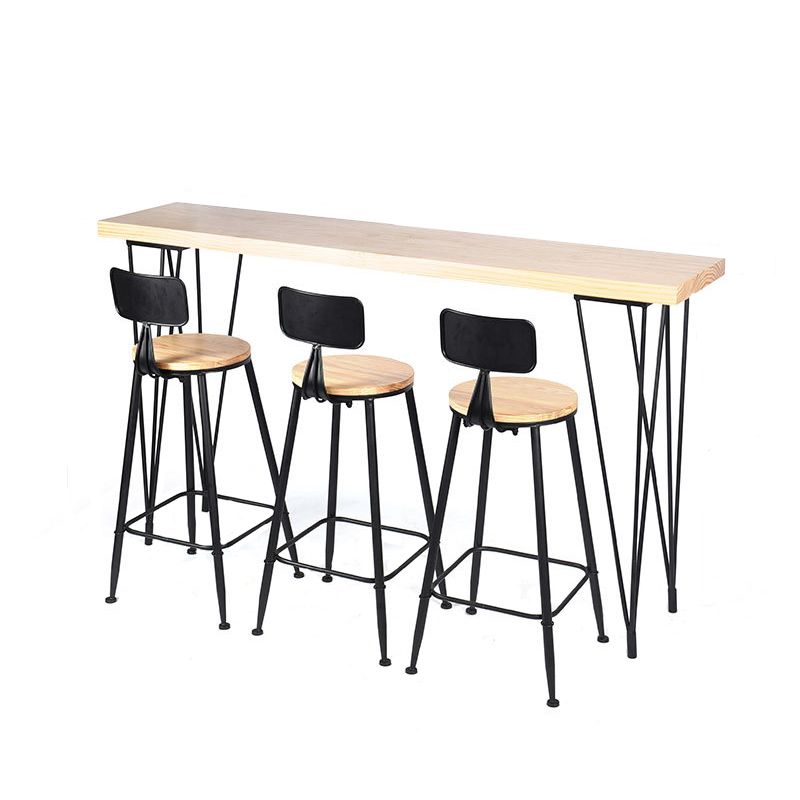 Wood Top Table Industrial Style Bistro Pub Table with 4 Legs