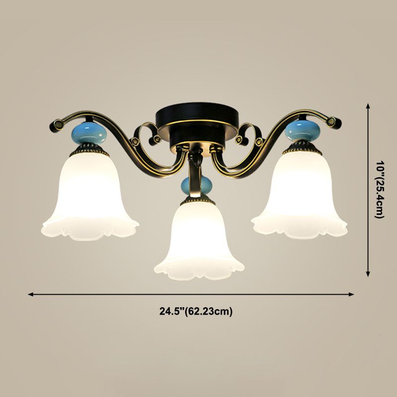 Modern Flush Mount Light Simple Ceiling Lamp with Glass Shade for Living Room