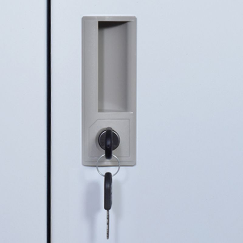 Contemporary Non-Hanging Armoire with Hinged Doors White and Brown Metal Storage Cabinet