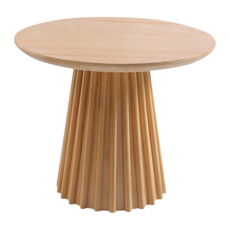 Modern Round Dining Table Natural Solid Wood Base Pedestal Dining Table