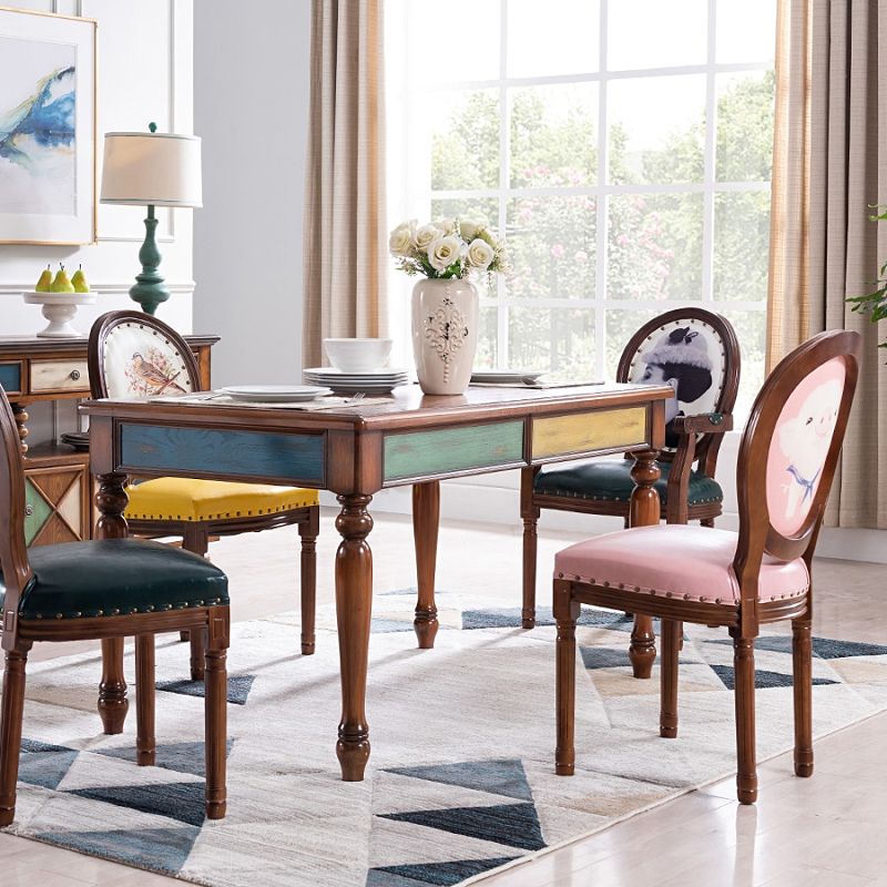 Mid-Century Rectangle Dining Site Table Solid Wood Table,55"L x 31.5"W x 29.5"H