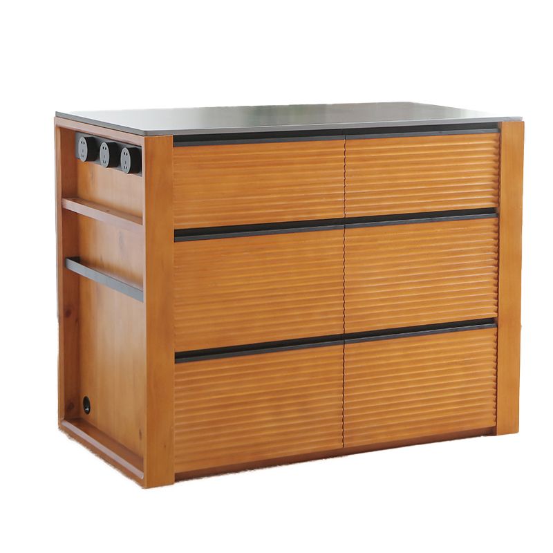 Rectangle Contemporary Kitchen Island Table with Pine Wood Base